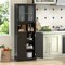 Black MDF Tempered Glass Tall Storage Cabinet with Frosted Doors and Shelves